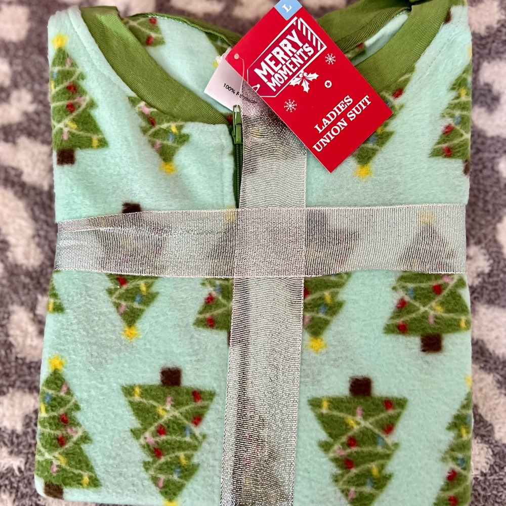 Festive Green Christmas Tree Union Suit
